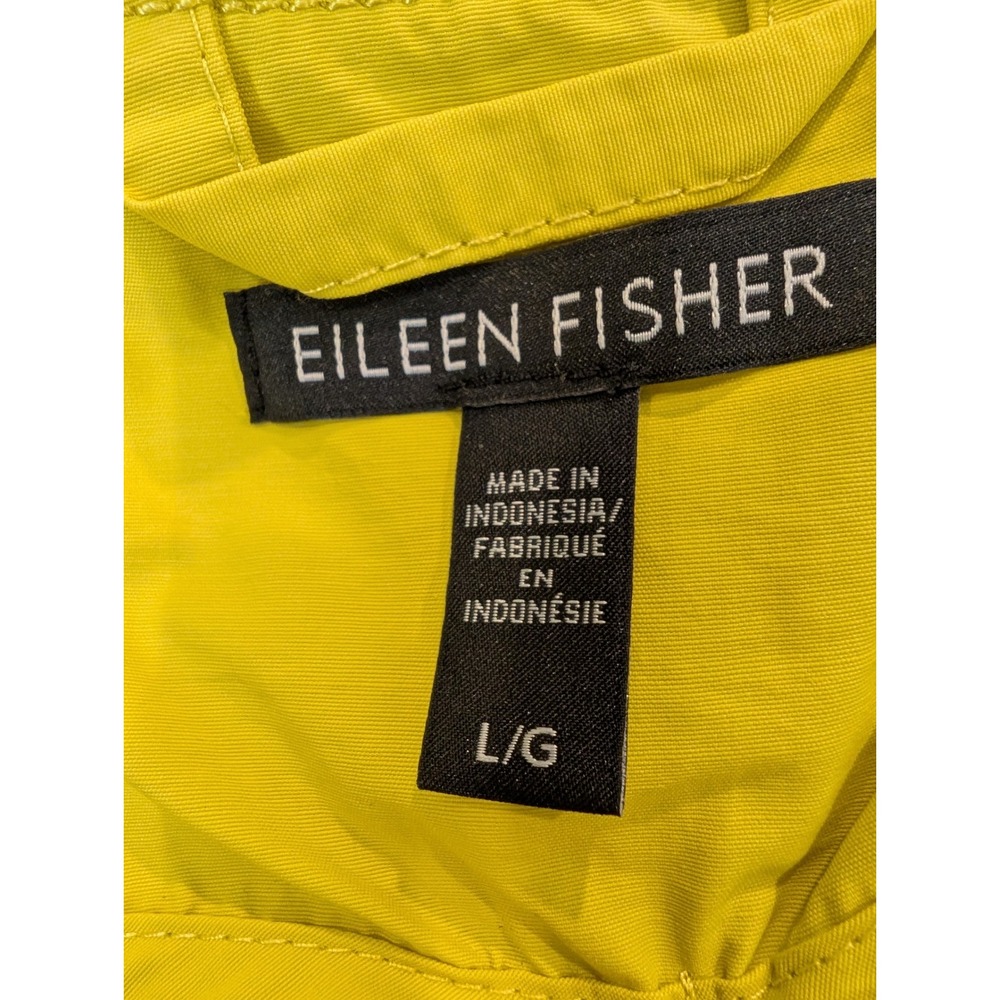 Eileen Fisher Yellow Windbreaker Jacket  Hooded Organic Cotton Nylon Large - Picture 10 of 11